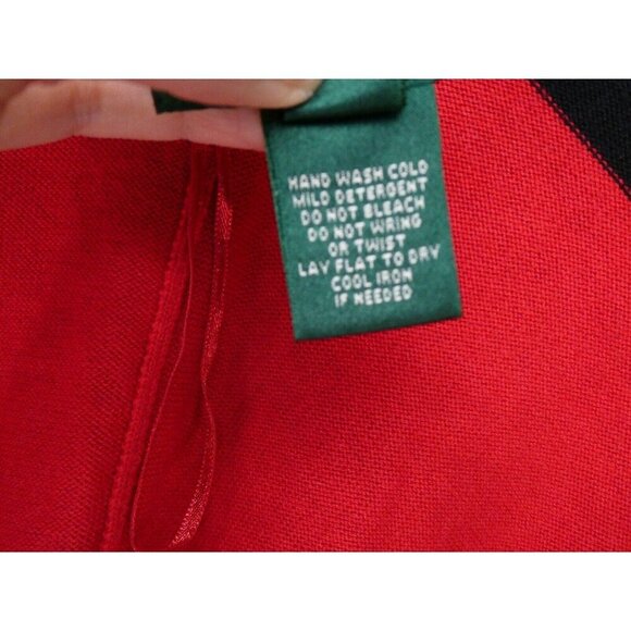 Lauren Ralph Lauren Wrap Poncho Wool blend Cape Size S/M Red Black Color Block‎ - Picture 5 of 6